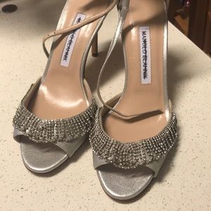 Manolo Blahnik strappy silver heels